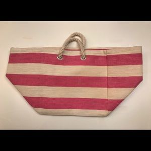Red/Tan stripe Beach Bag